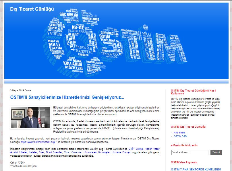 OSTİM Dış Ticaret Günlüğü